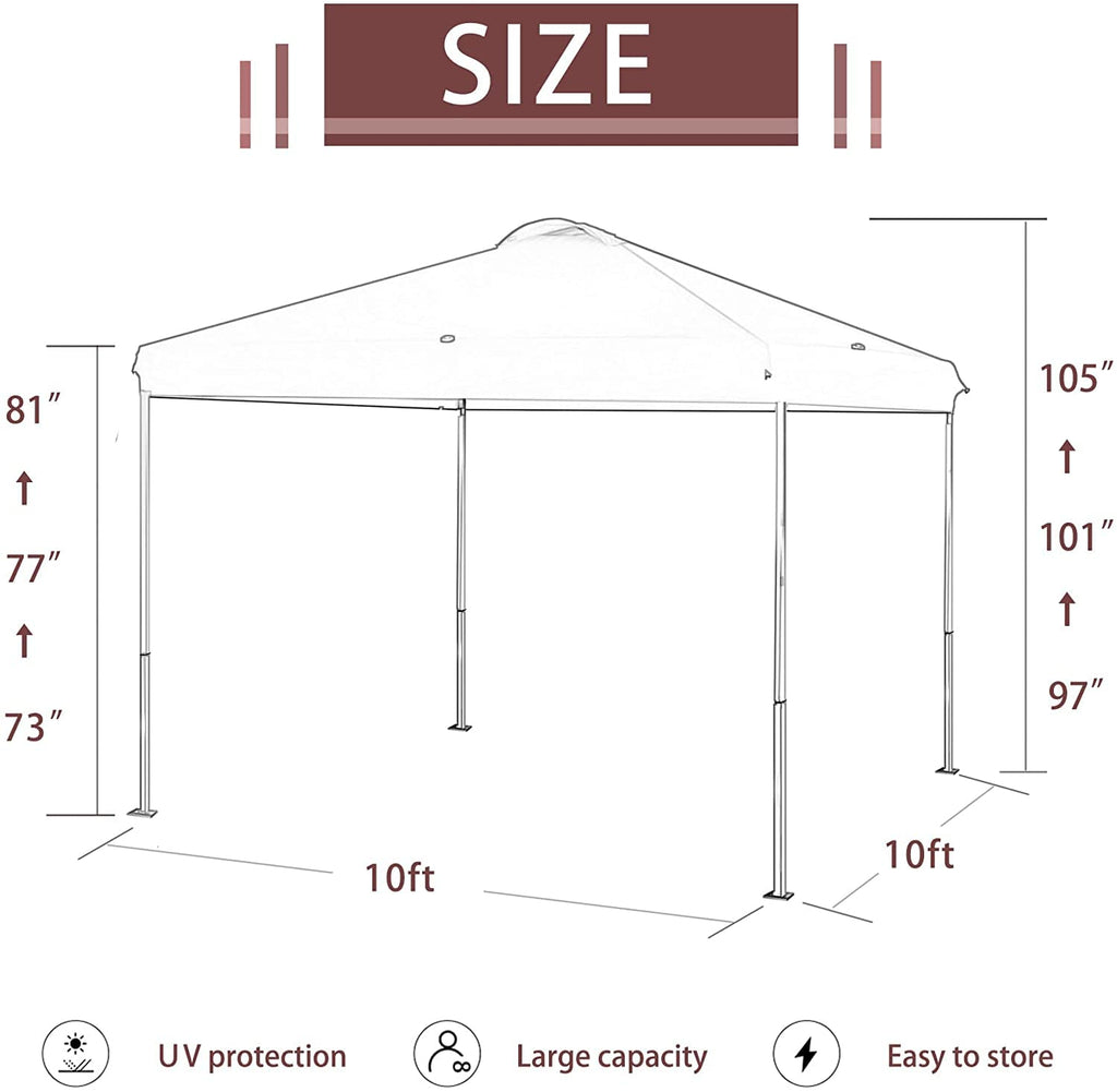 SlowSnail 10x10 Pop Up Canopy Tent with 1 Removable Sidewall, Upgraded Durable Outdoor Instant Sun Shade Canopy, Green - Bonus 4 Weight Bags, 4 Stakes, 4 Guylines, 1 Roller Bag