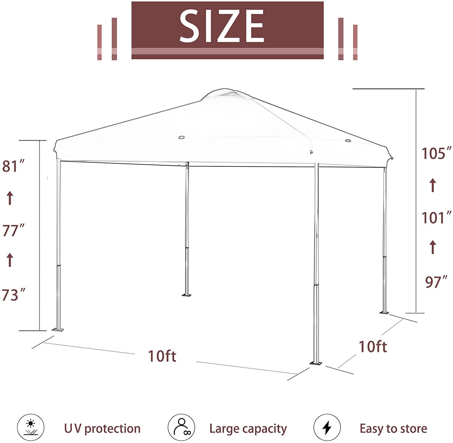 SlowSnail 10x10 Pop Up Canopy Tent with 1 Removable Sidewall, Upgraded Durable Outdoor Instant Sun Shade Canopy, Green - Bonus 4 Weight Bags, 4 Stakes, 4 Guylines, 1 Roller Bag