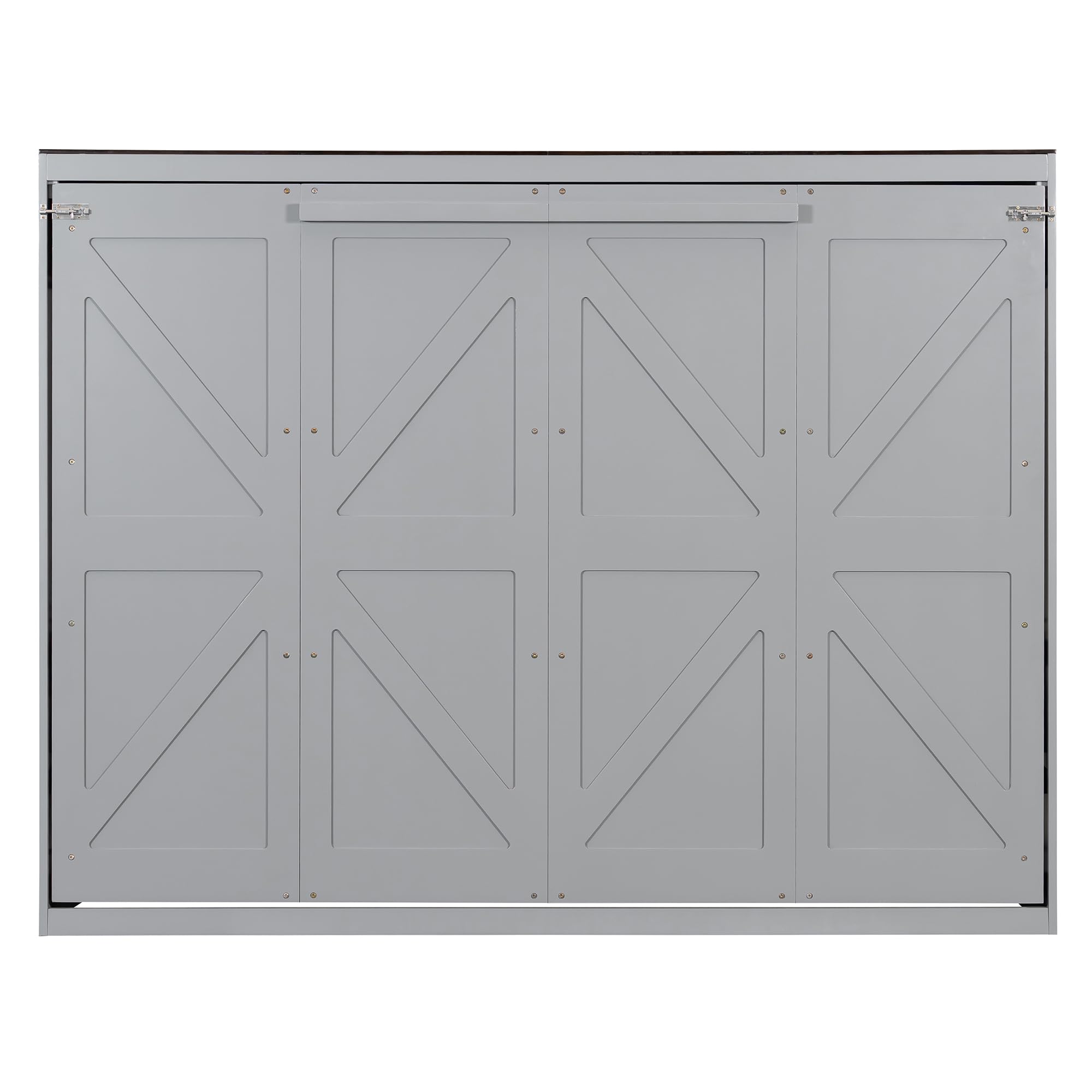 Merax Queen Murphy Bed Wall Bed with USB Ports, Foldable Cabinet Bed Frame, Space Saving Hideaway Bed with Wooden Slats, No Box Spring Required for Guest Room, Apartment, Queen