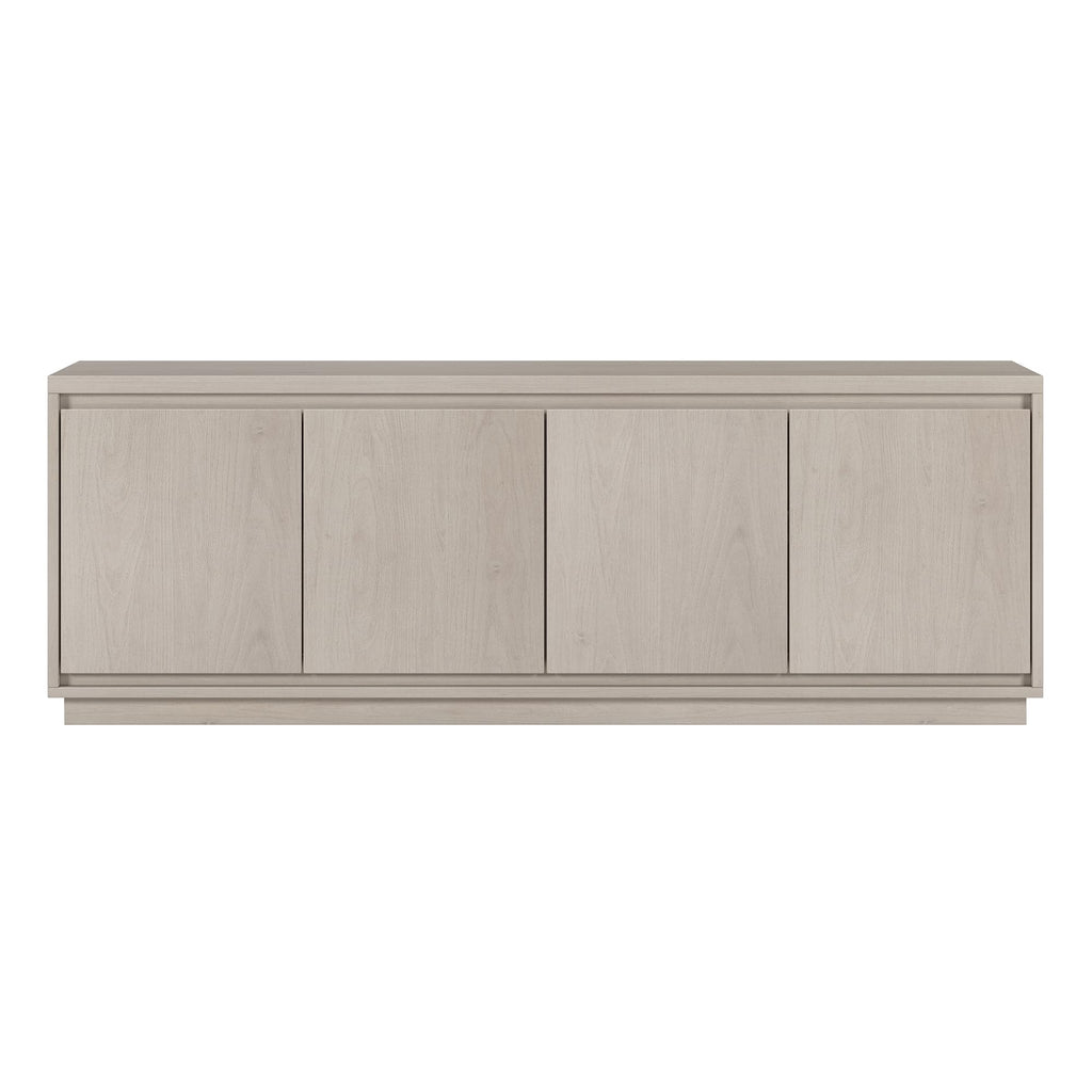 Henn&Hart TV Stand for TVs up to 75'' with 2 Concealed Storage Cabinets and Adjustable Shelves for Living Room, Family Room, or Office, Alder White