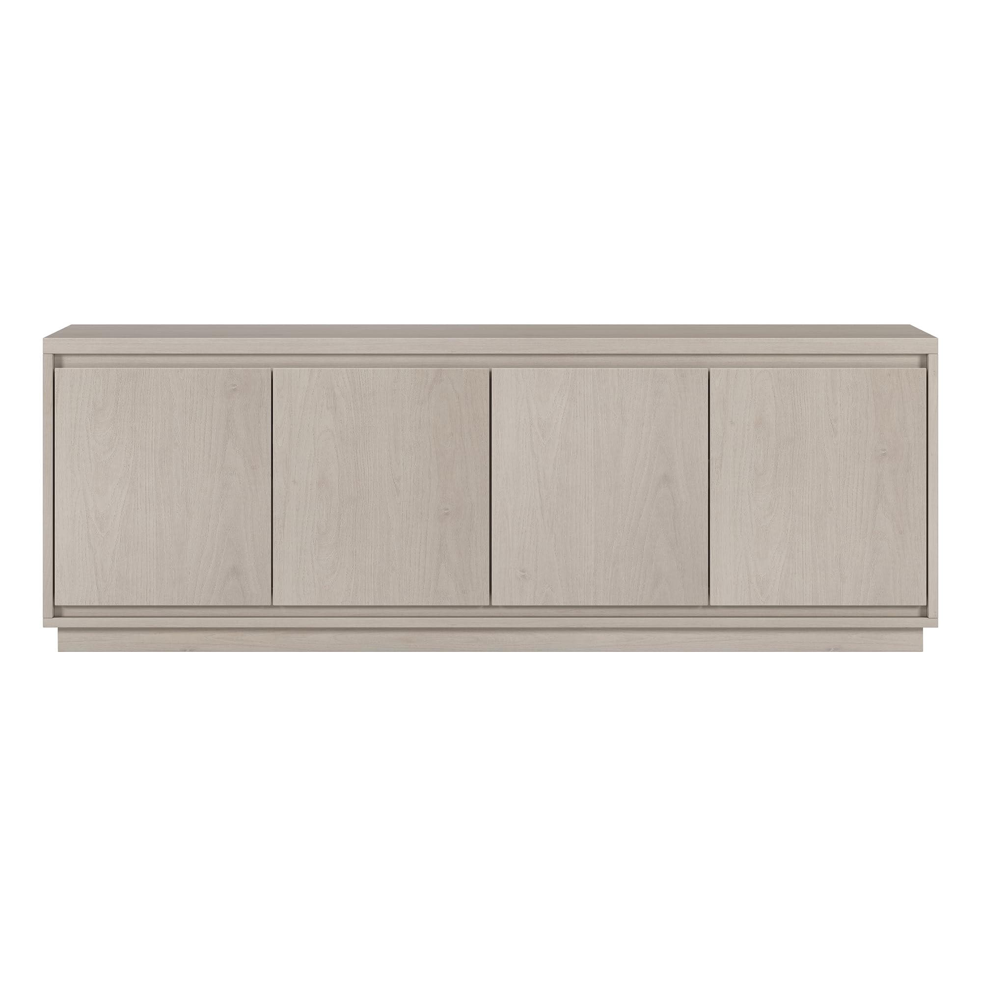 Henn&Hart TV Stand for TVs up to 75'' with 2 Concealed Storage Cabinets and Adjustable Shelves for Living Room, Family Room, or Office, Alder White