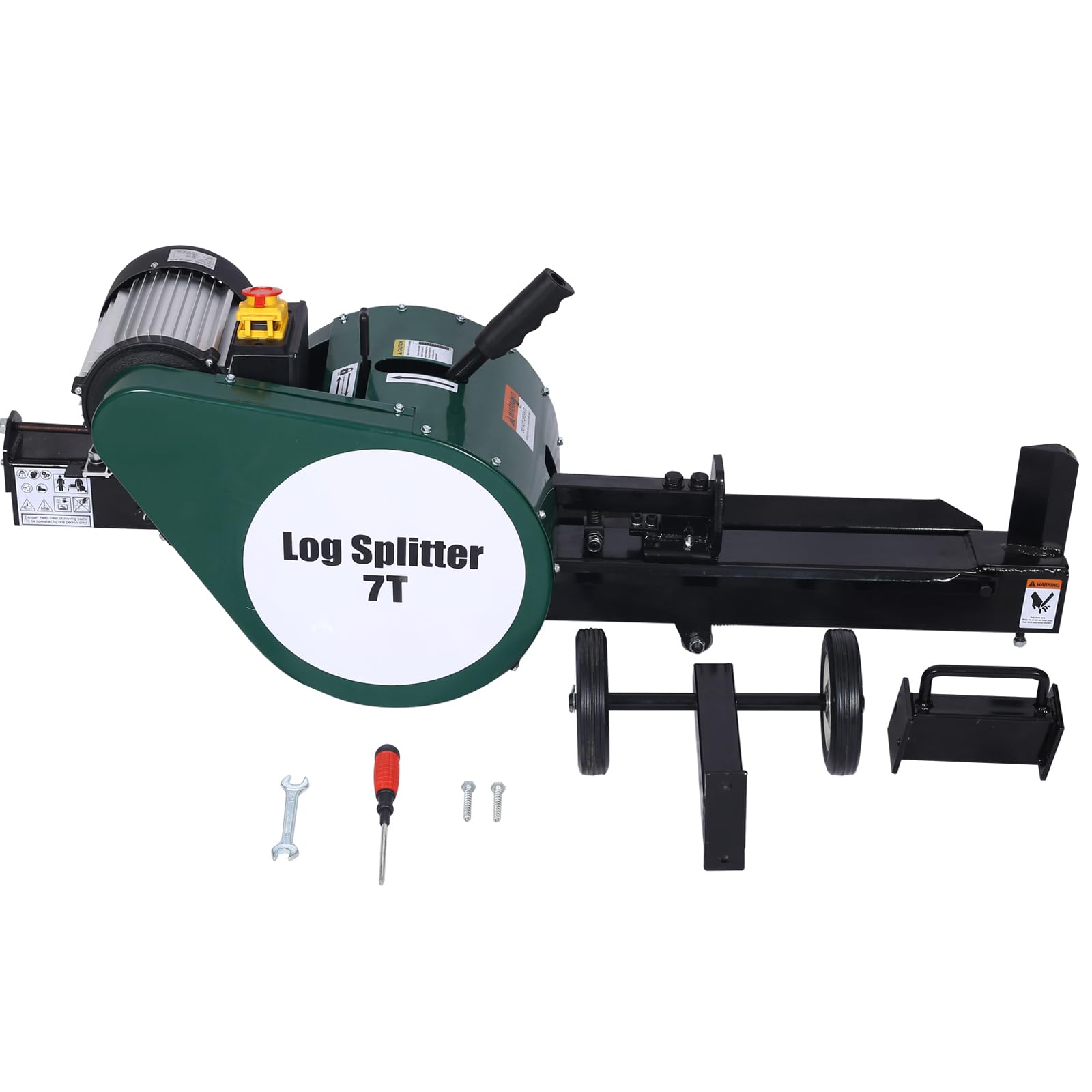 7 Ton Electric Log Splitter, Double Flywheel Log Splitter, 110V 60HZ 2HP 16A, Electric Wood Splitter With Mobile Wheels