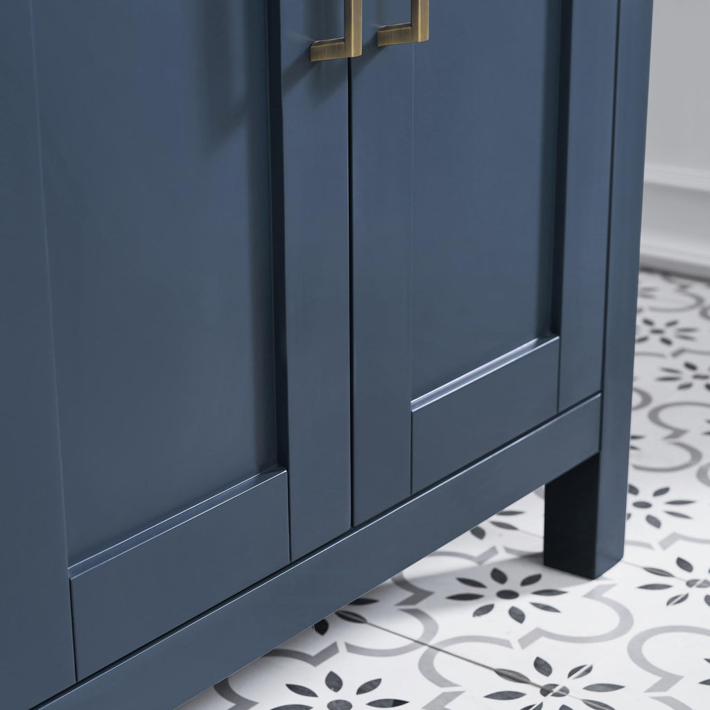 OVE Decors Tahoe 72 Midnight Blue Double Vanity with White Cultured Marble Countertop