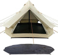 DANCHEL OUTDOOR B2 Portable Yurt with Footprint Tarp for All Year Living, 4 Season Bell Tent 4/6 Person Family Camping Glamping Party 300D Oxford Khaki,4m/13ft