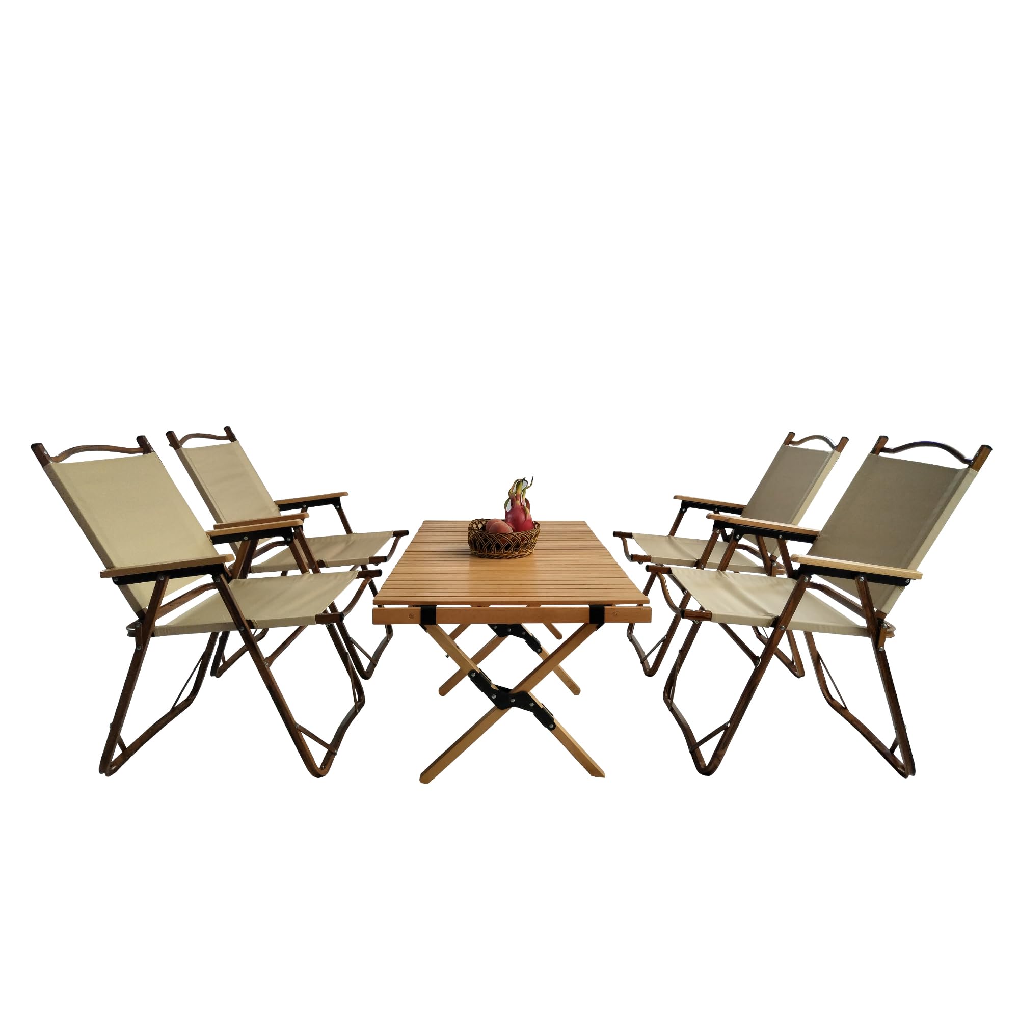 Wooden Folding Dining Set with 4 Chairs, Portable Picnic Table Set for Outdoor Camping and Indoor Kids