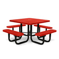 46” Square Heavy-Duty Expanded Metal Red Picnic Table