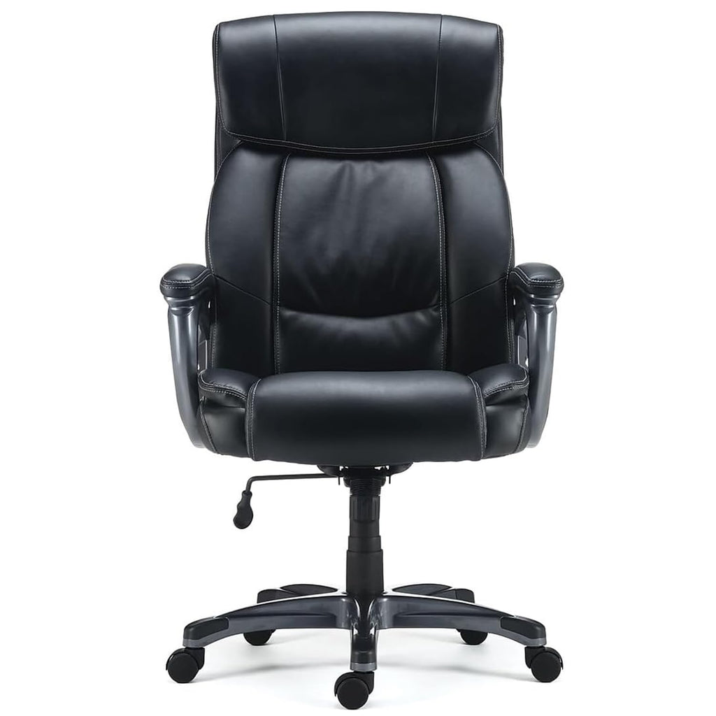 STAPLES Lockland Ergonomic Managers Office Chair, Big & Tall Cushioned, Adjustable Height, Metal Frame, Bonded Leather, for Workspace, Home, or Gaming, Black