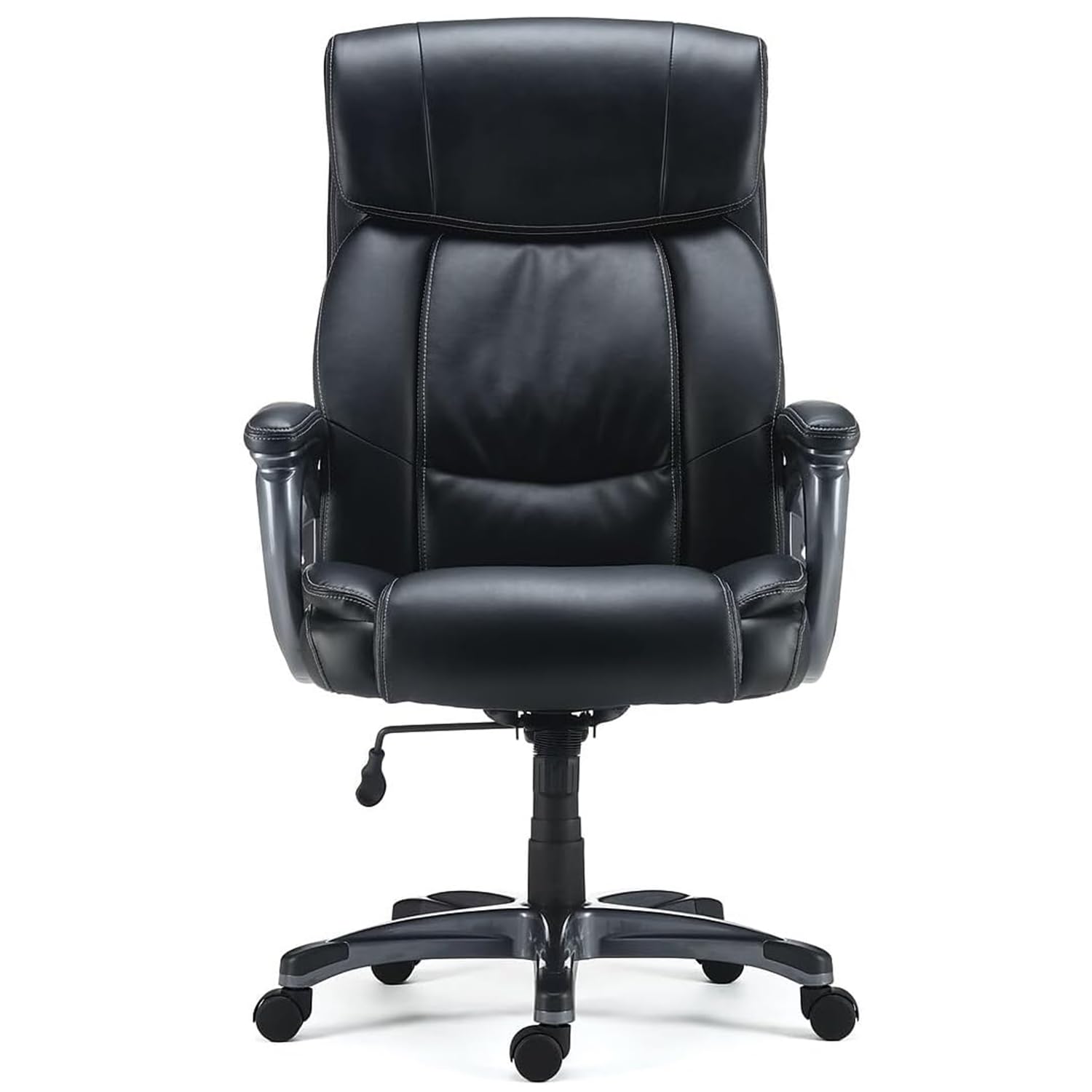 STAPLES Lockland Ergonomic Managers Office Chair, Big & Tall Cushioned, Adjustable Height, Metal Frame, Bonded Leather, for Workspace, Home, or Gaming, Black