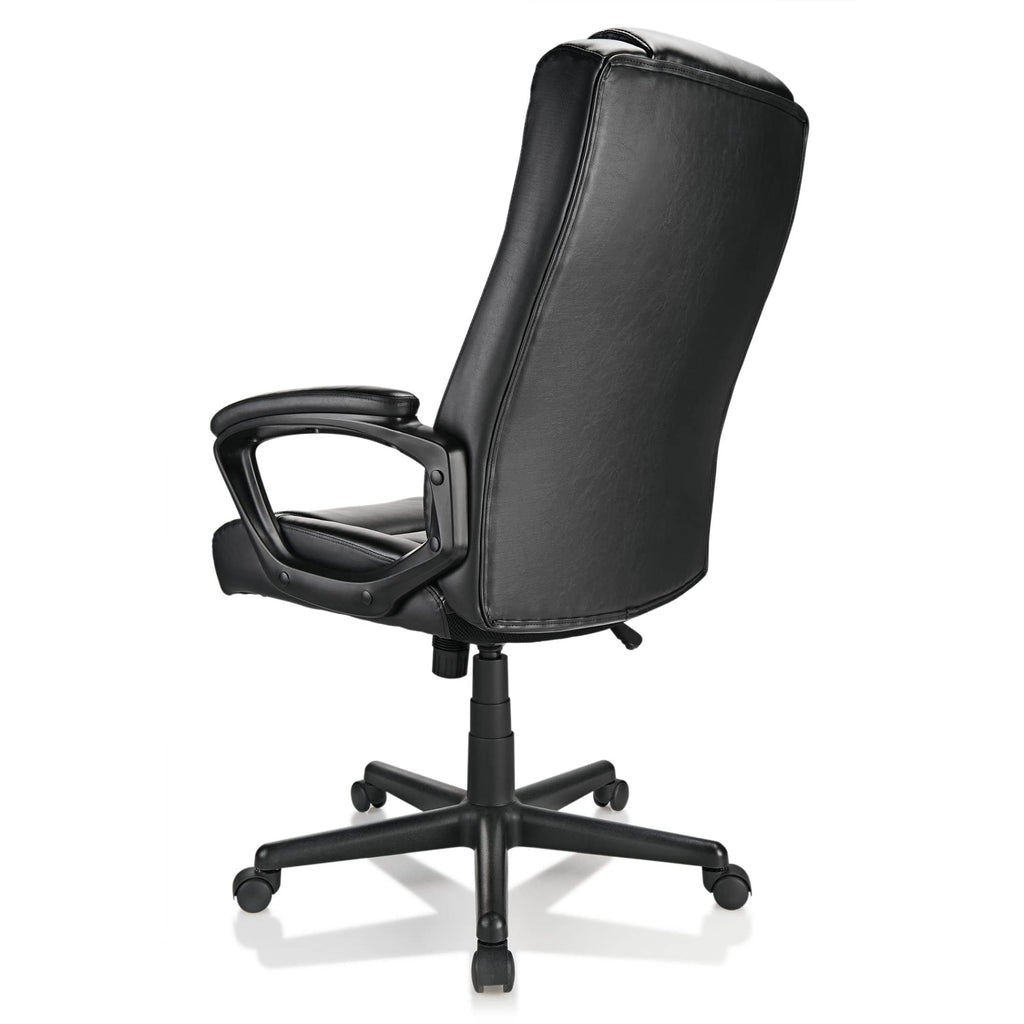 Realspace® Hurston Bonded Leather High-Back Executive Office Chair, Black, BIFMA Compliant