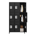 GAOMON Locker for Employees, 9 Doors Locker Cabinet with Hooks, Storage Locker for Home, Office, Gym, School, Assembly Required, Black
