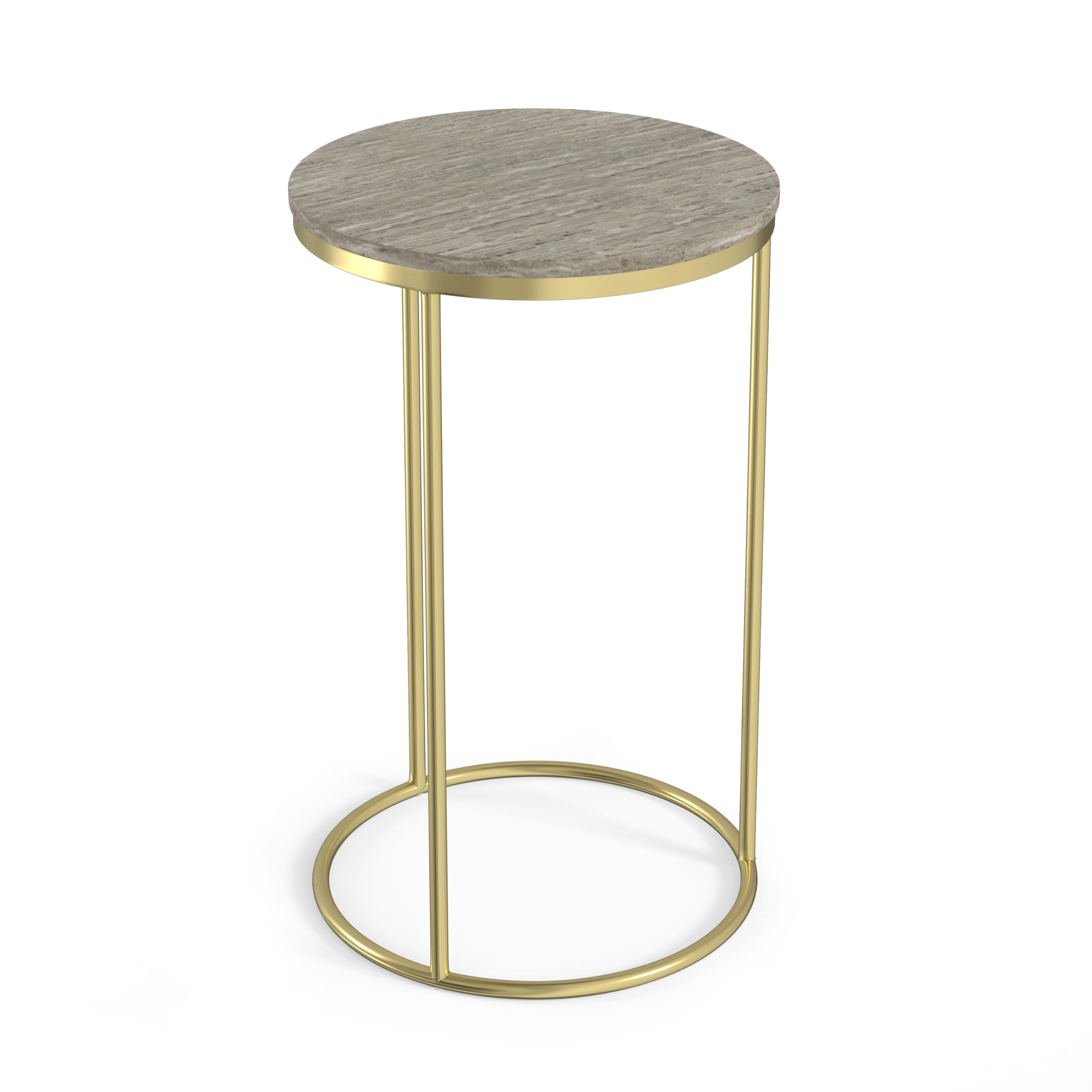 SIMPLIHOME Ashley Nesting Tables Set – 16 inch Wide Genuine Marble Top Metal Accent Tables in Gold, Round Industrial End Tables for Living Room or Bedroom with Compact Design, Assembled