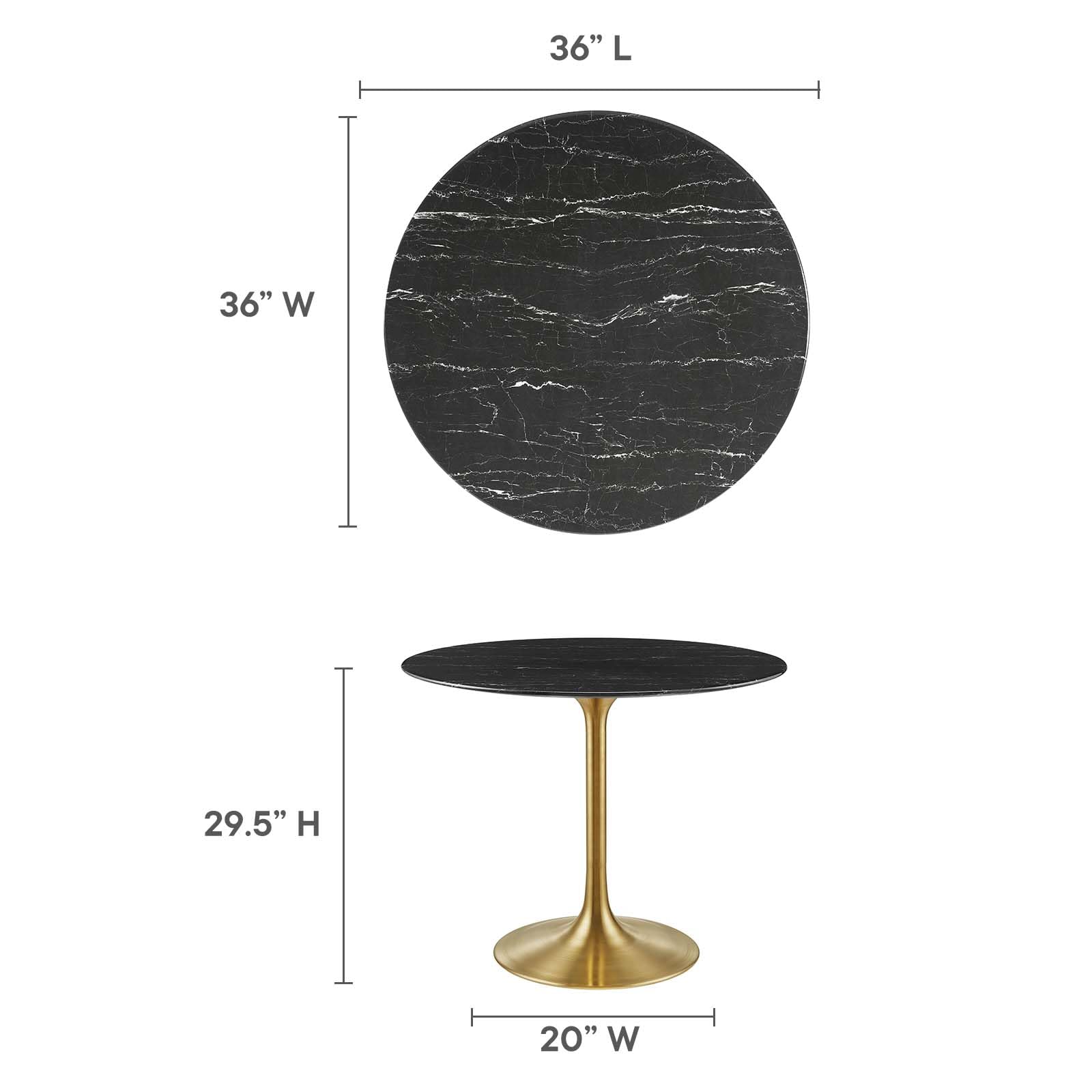 Modway Lippa Dining Table, 36", Gold Black