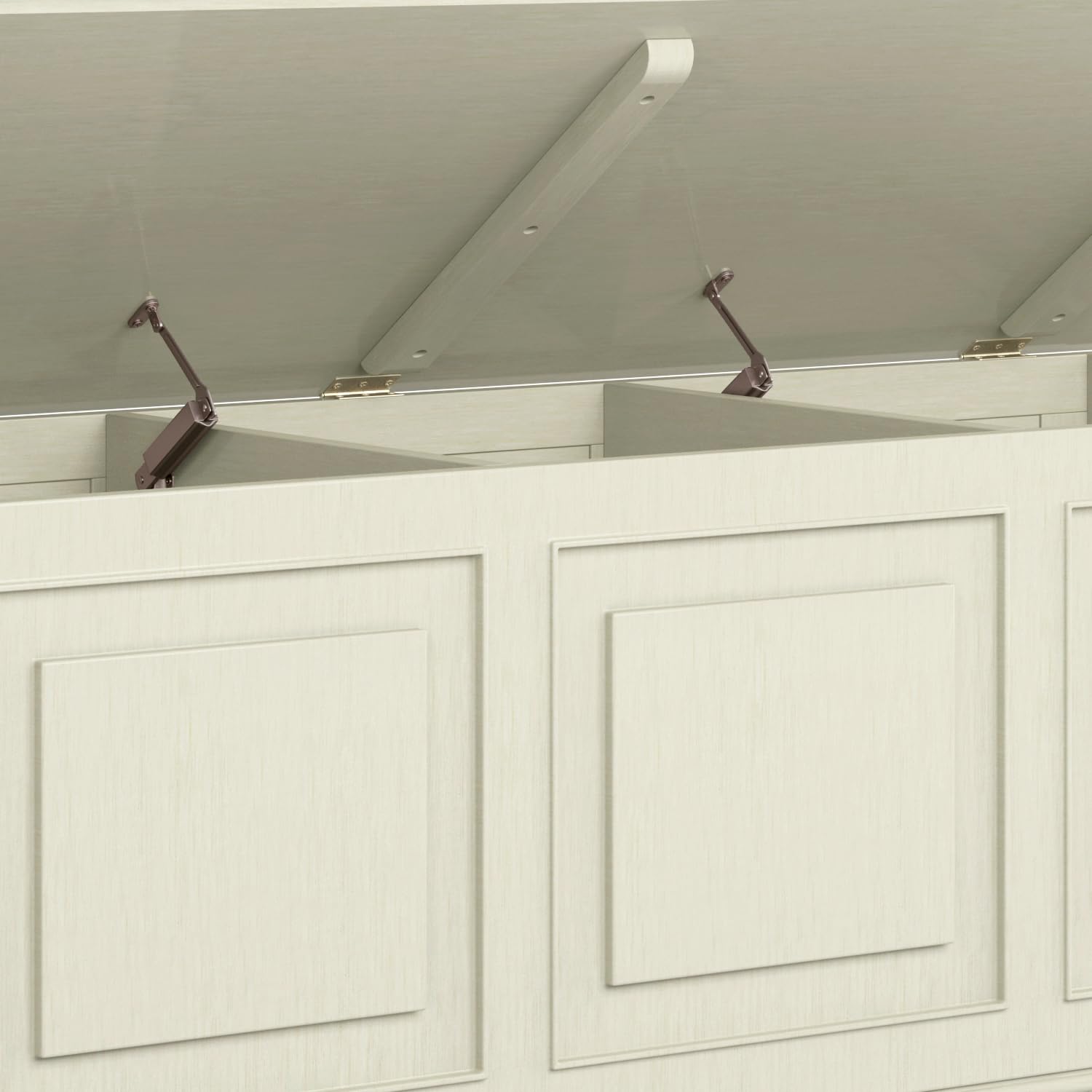 SIMPLIHOME Connaught Storage Bench - 51 inch Wide Solid Wood Trunk Bench in Antique White, Traditional Bench for Entryway with Lift-Up Lid and 3 Hidden Compartments