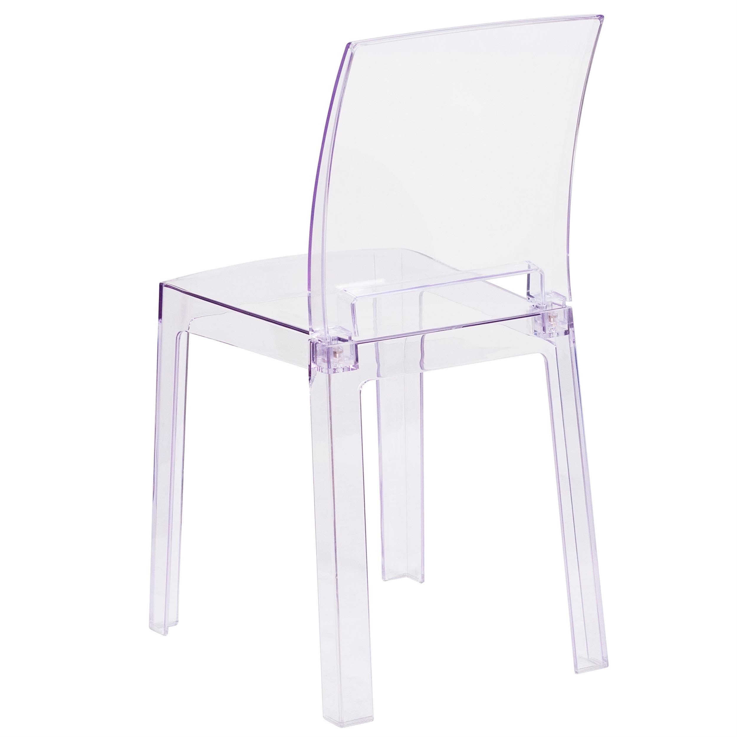 Flash Furniture McKenna 4 Pack Ghost Chair with Square Back in Transparent Crystal