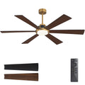 WINGBO 60 Inch Ceiling Fan with Light - 6 Plywood Blades, 6-Speed Reversible DC Motor, Noiseless Remote Control Ceiling Fans with Lights for Bedroom Living Room Kitchen, Gold and Walnut/Black