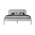 King Size Frame Solid Wood Platform Bed, Headboard & Footboard, 12 Durable Slatted Base, Metal Legs, No Box Spring Needed, Anti-Slip & Noise-Free, Easy Assembly, Pure White Finish JMK-39