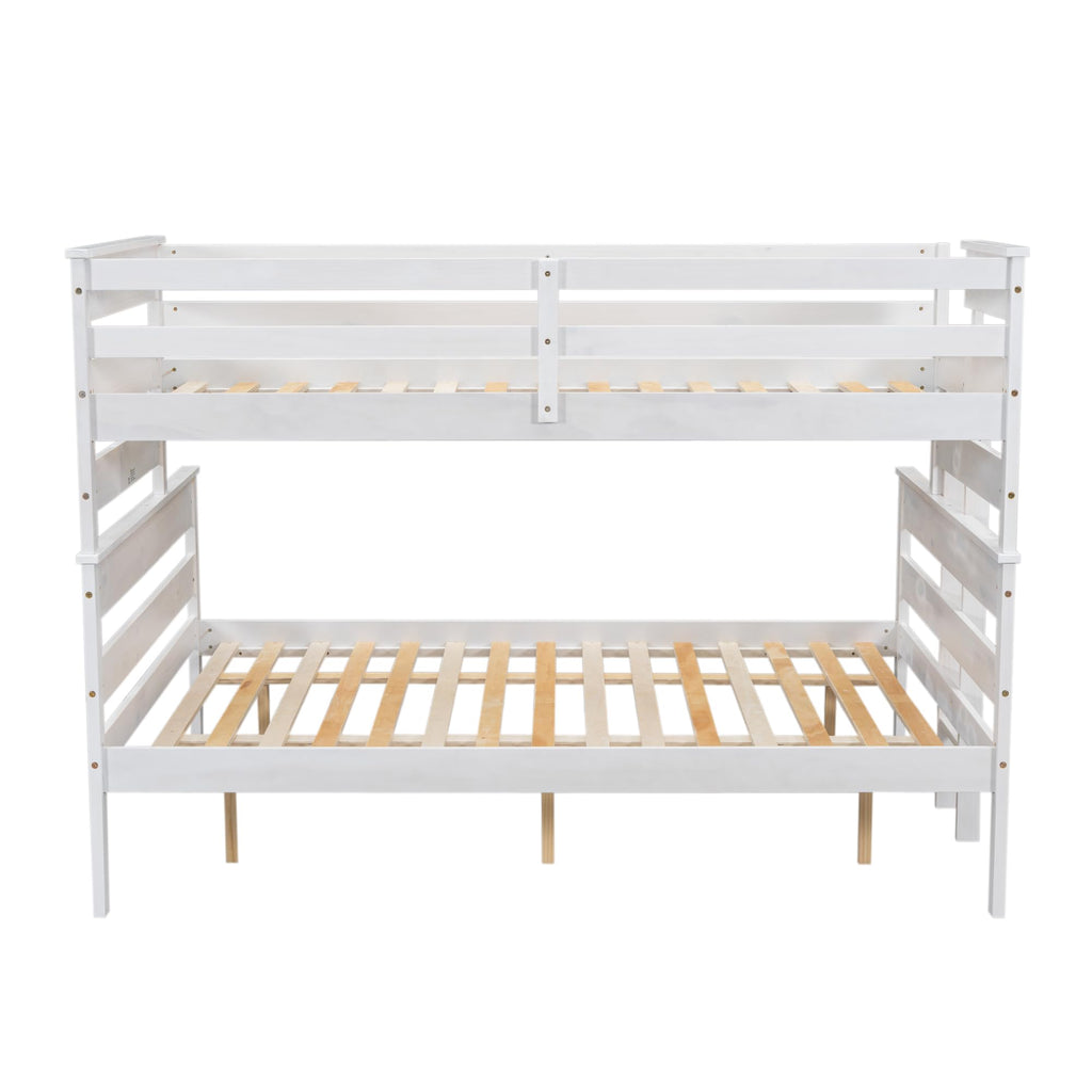 Ball & Cast Bunk Bed Twin XL Over Queen Size,Solid Wood Bed Frame with Guardrails,Ladder,Detachable Bunk Bed for Adults,Teens & Kids,No Box Spring Needed,Space-Saving Design,White