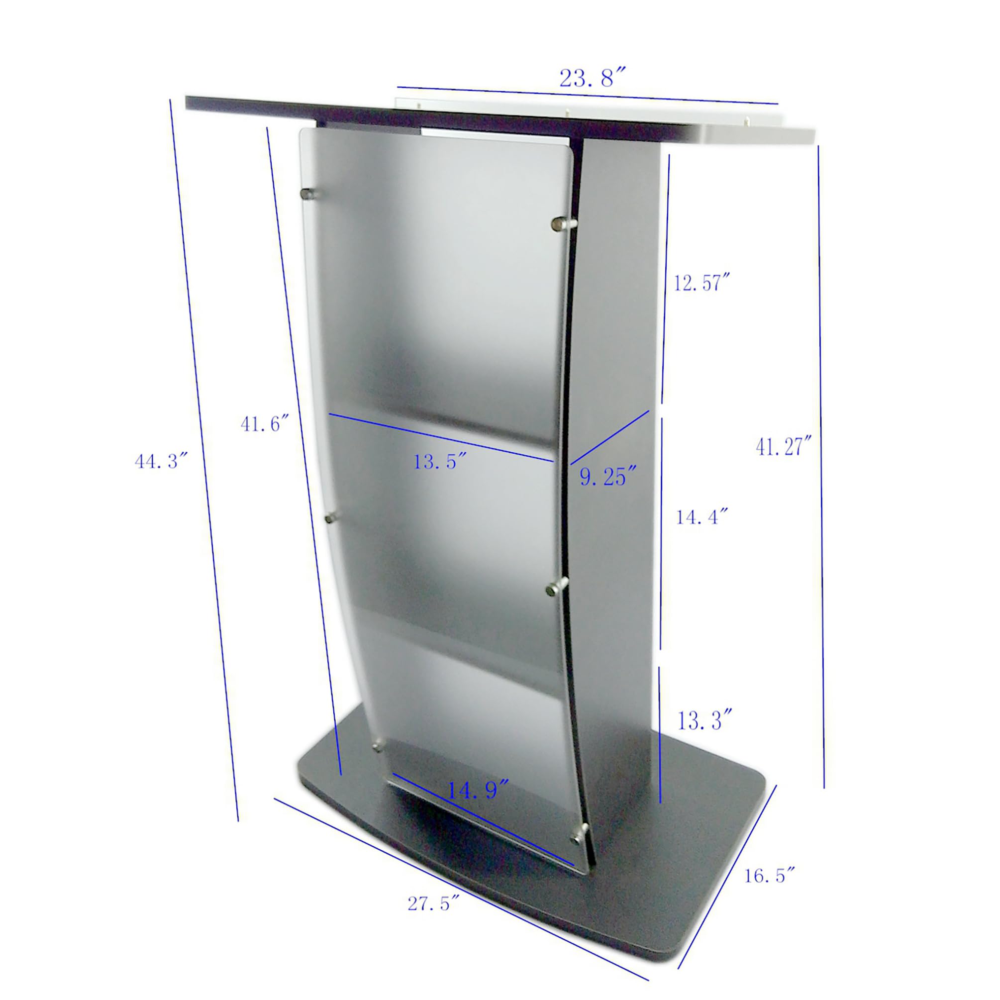 FixtureDisplays® 44.3" Tall Podium for Floor, Curved Frosted Front Acrylic Panel - Dark Grey 19658-GREY-NEW-NPF