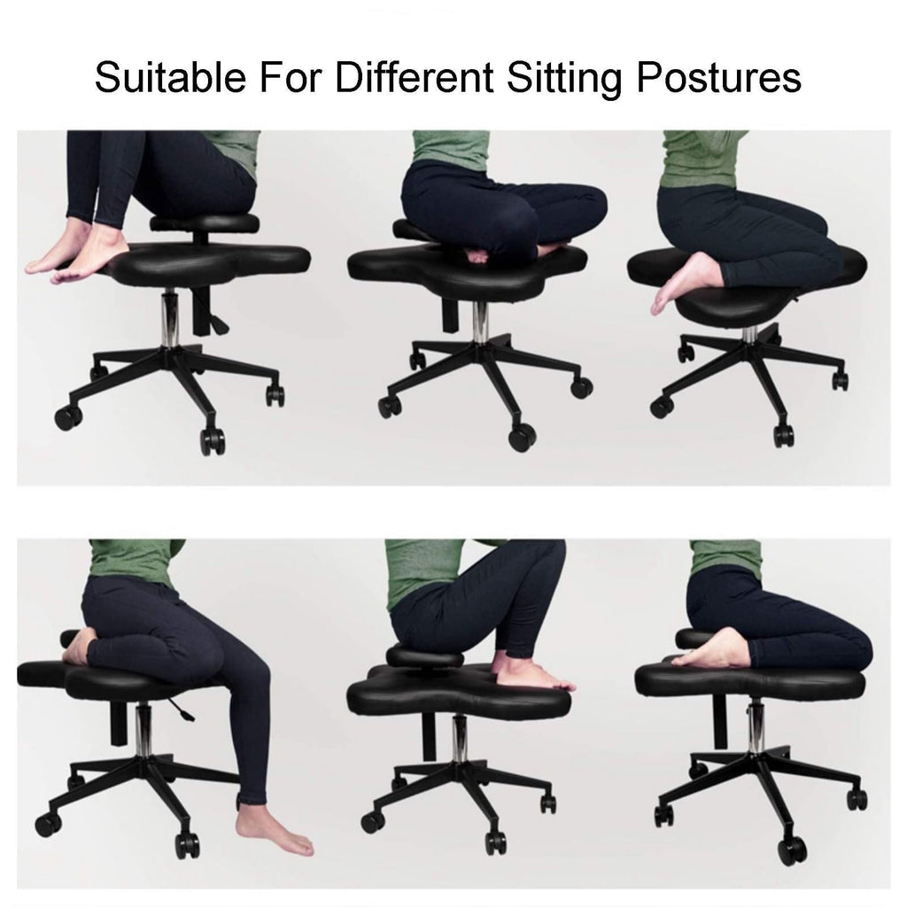 Height Adjustable Ergonomic Kneeling Chair, Cross-Legged Office Chair with Swivel Base, for Yoga, Meditation & Computer Work(White)