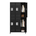 PioneerWorks 6-Door Metal Storage Locker with 18 Hooks, Heavy Duty Steel Locker for Gym, School, Office, Garage, Employee Locker Room, Home Organization, Black, Assembly Required