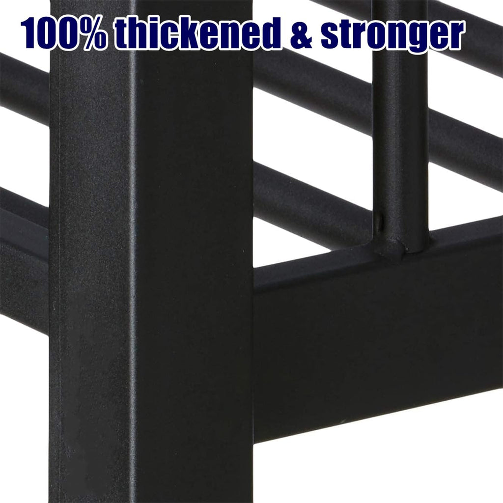 AOOMEEC Higher Quality & Stronger Twin XL Over Queen Bunk Bed, Thickened Heavy Duty More Stable Safer Black Metal Steel Bunkbed Bunk Queen Bed (Easier to Assemble) (Twin XL Over Queen)