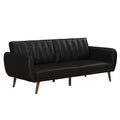 Novogratz Brittany 82 Inch Futon Sofa Bed in Faux Leather, Upholstered Couch Sleeper with Tufted Back, Mid-Century Modern Design, Black