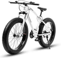 Outroad Mountain Bike Fat Tire with 4-Inch Tire 26 inch Wheels, 21 Speed with High Carbon Steel Frame, Double Disc Brake and Front Suspension Anti-Slip Bikes for Men and Women, White