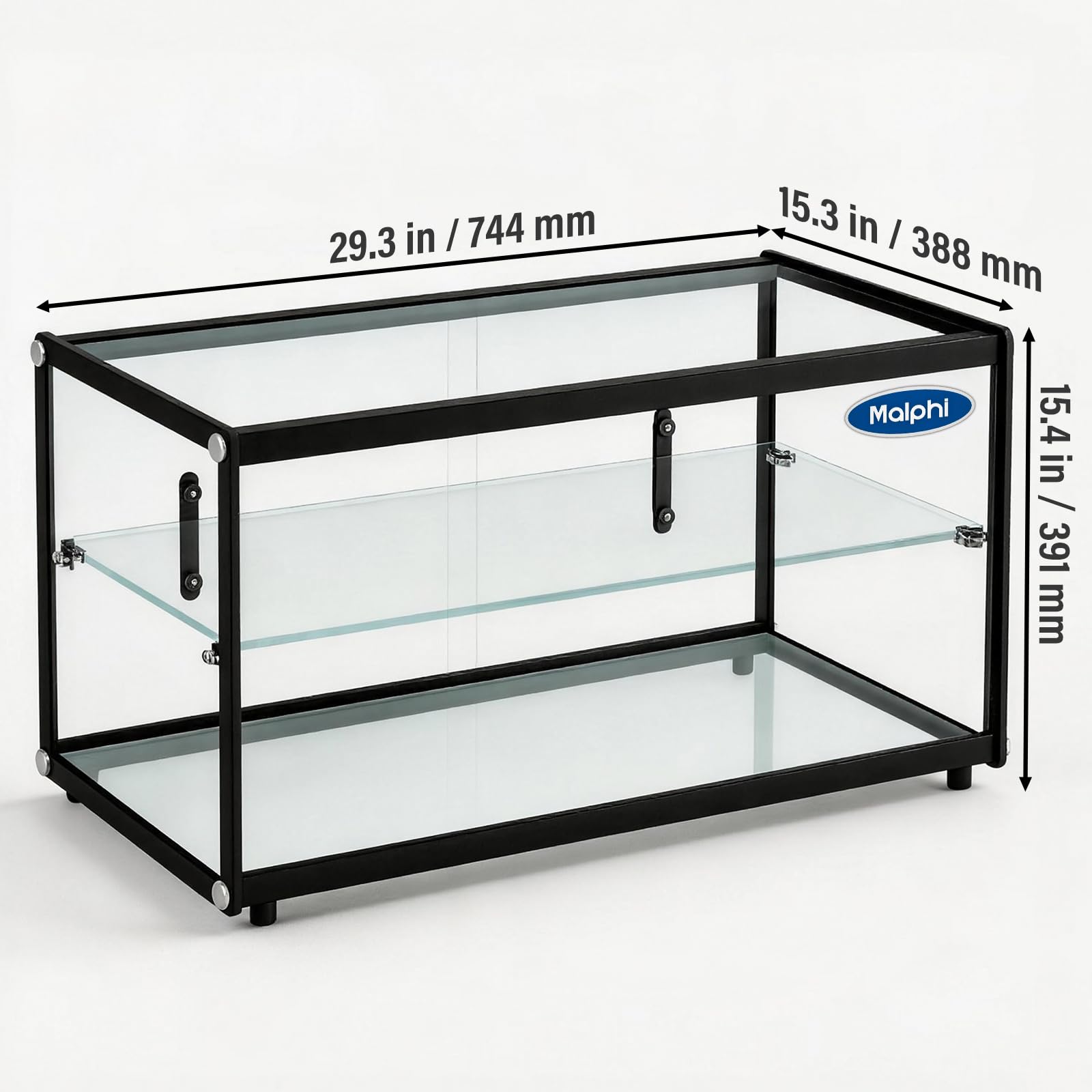 Malphi 29in. Tiered Pastry Bakery Display Case with Glass Shelf and Sliding Door,3cu. ft. Capacity|Large Bread Cookie Display Box | 29.3" x 15.3" x 15.4"