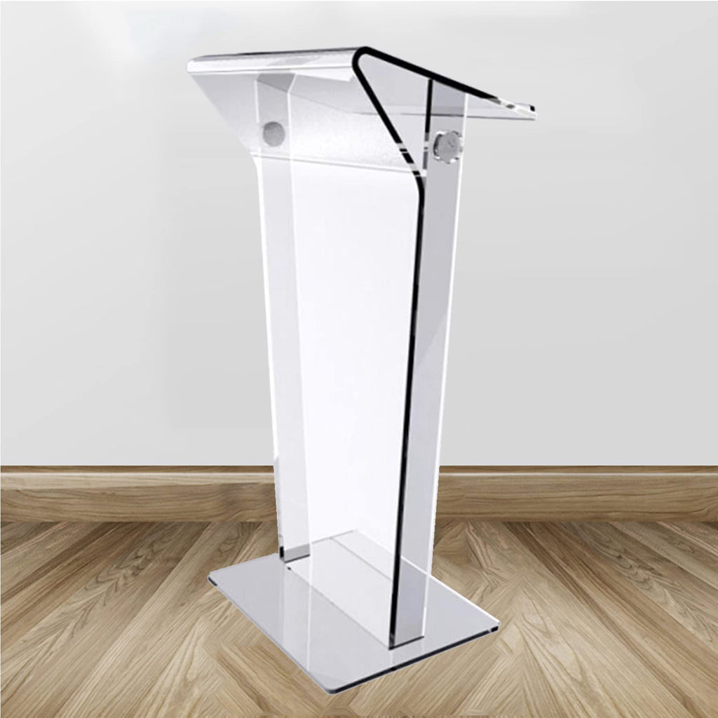 JOuan Lectern Podium Stand, Acrylic Church Podium, Portable Podium Stand, Vertical Podium School Training Lecture Church Event Celebration Host Stage Hotel Reception Desk