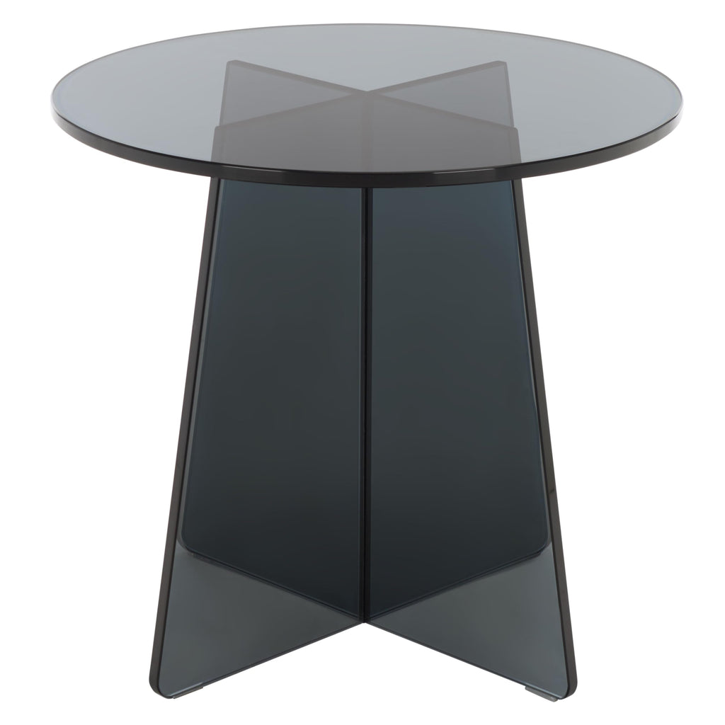 SAFAVIEH Furniture - Latika Tinted Accent Table - Grey Tinted Glass - Fully Assembled - Ideal for Living Room, Bedroom, 19.7" W x 19.7" D x 17.7" H (ACC7301A)