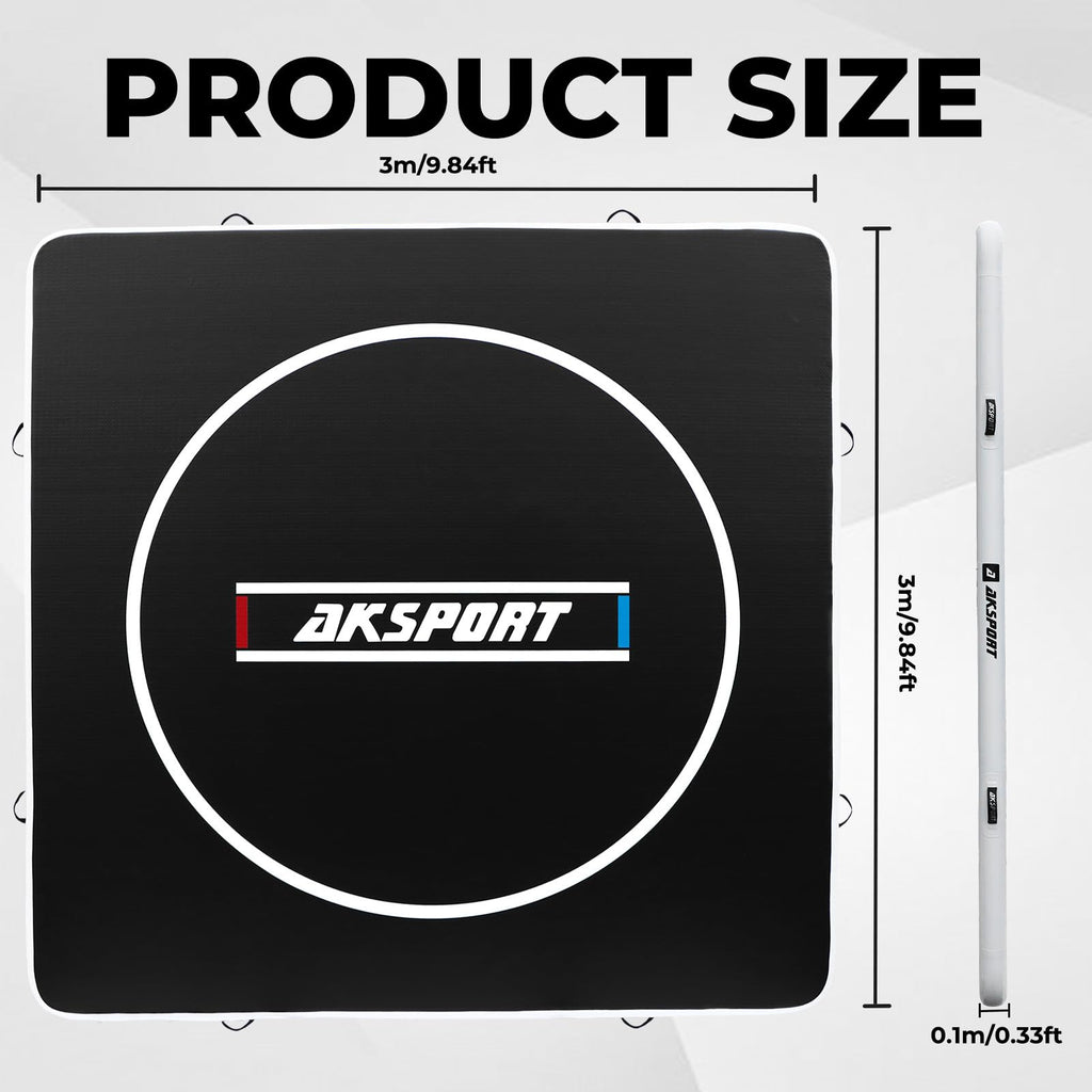 AKSPORT Inflatable Wrestling Mat 10x10 FT, Wrestling Mat for Home, Thick Jiu Jitsu Training Mat for BJJ, MMA, Boxing, Grappling, Judo, Indoor Outdoor Gym Mat