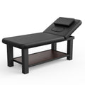 Ufurpie Adjustable Backrest Heavy-Duty Wide Massage Table, Treatment Physical Therapy Table, Wide Luxury Professional Stationary Spa Facial Bed, PU Leather Salon Bed, Black, 31.5'' W × 75'' L