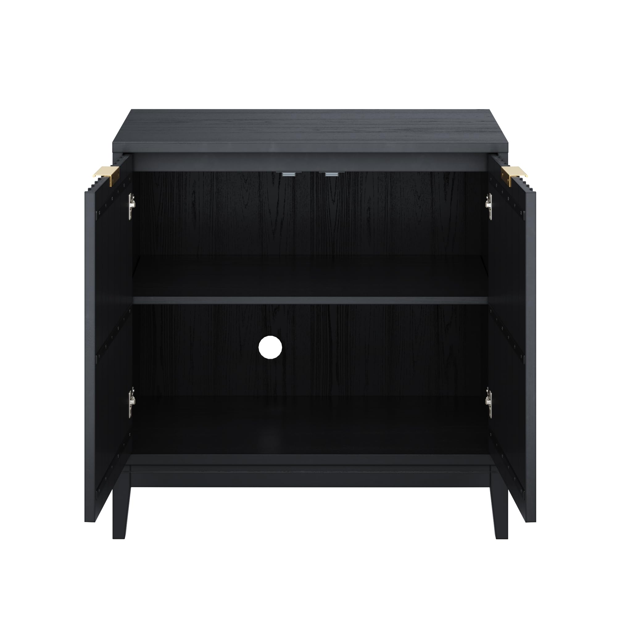 Nathan James Jasper Modern Sideboard, TV Stand with Fluted Doors, Accent Storage for Kitchen or Living Room, Black Oak, Set of 4