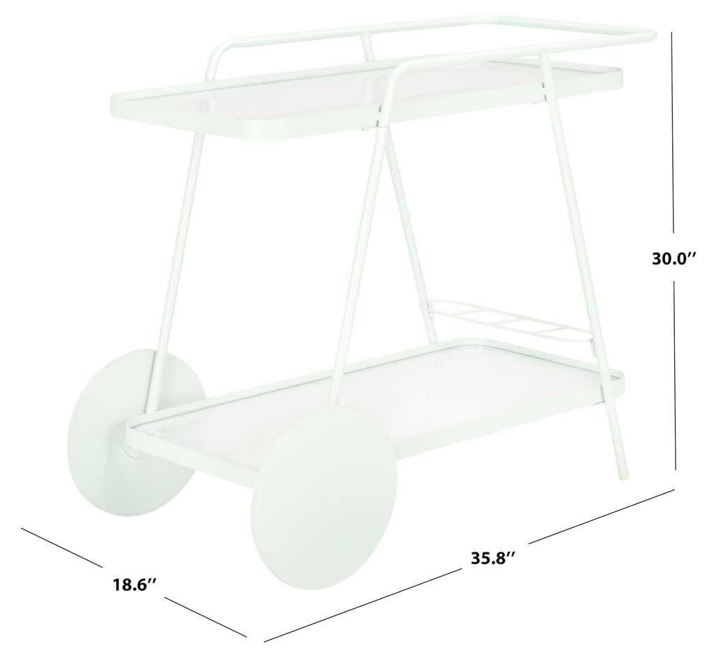 SAFAVIEH Home Collection Zunia Soft Mint & Clear Glass 2-Tier Kitchen Dining Bar Cart Trolly with Wheels