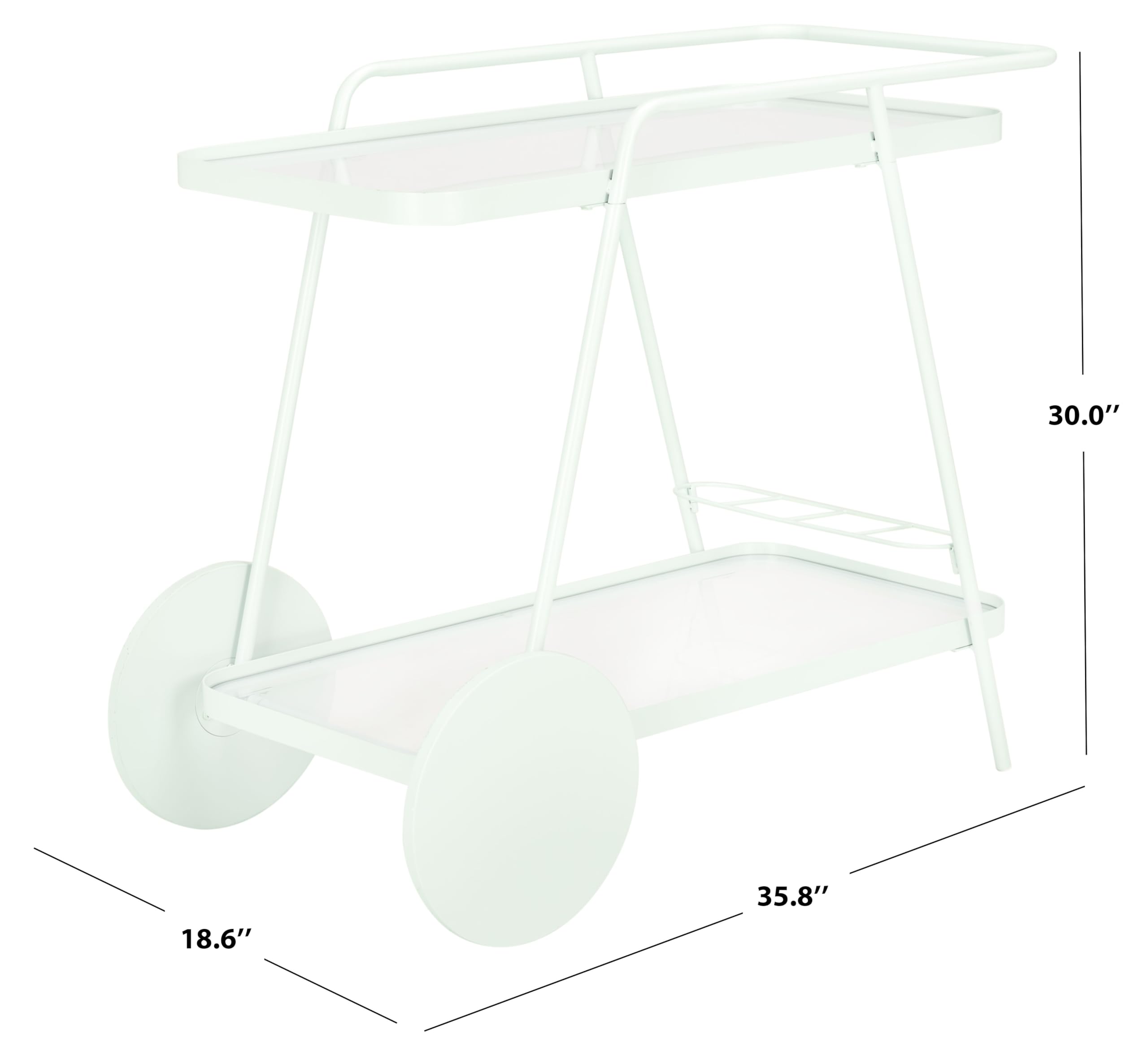 SAFAVIEH Home Collection Zunia Soft Mint & Clear Glass 2-Tier Kitchen Dining Bar Cart Trolly with Wheels