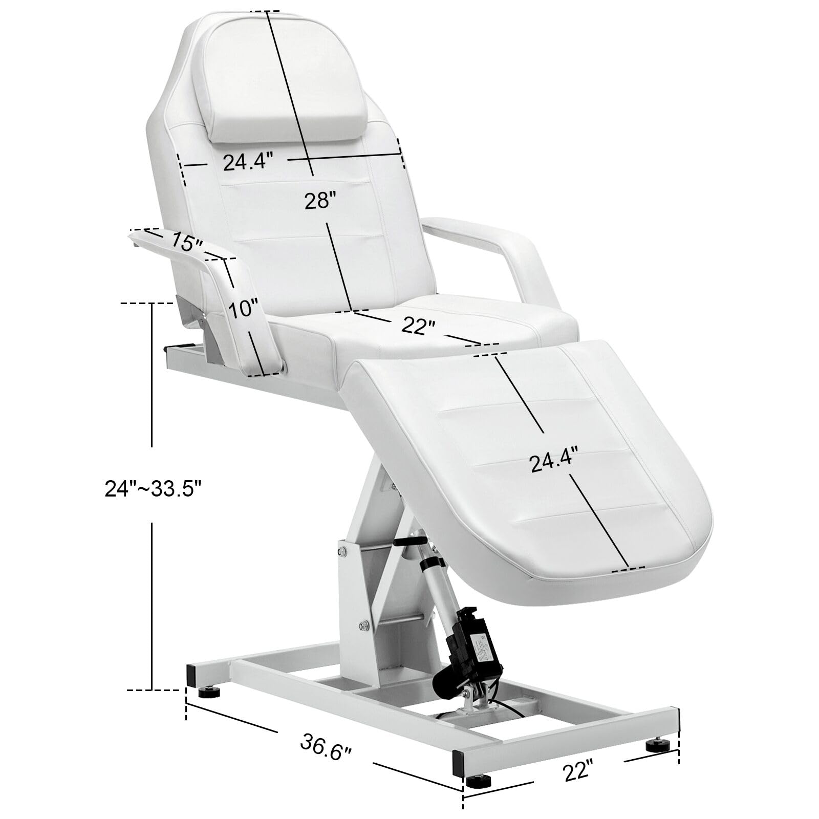 BarberPub Salon SPA Massage Bed Tattoo Chair Facial Adjustable Table Beauty Equipment 0100 (White)