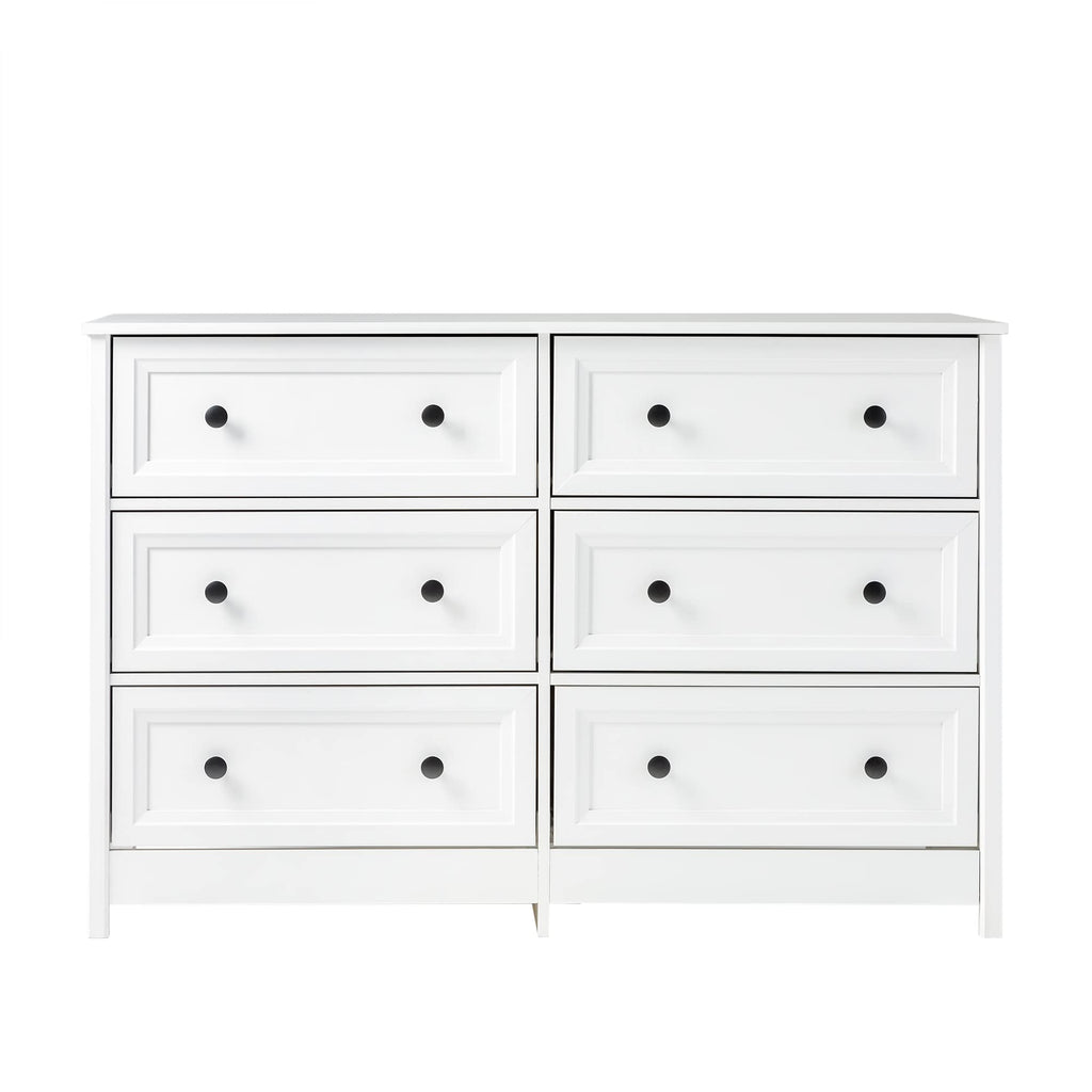 Walker Edison Tahnee 6-Drawer Solid Wood Dresser, 47 Inch, White
