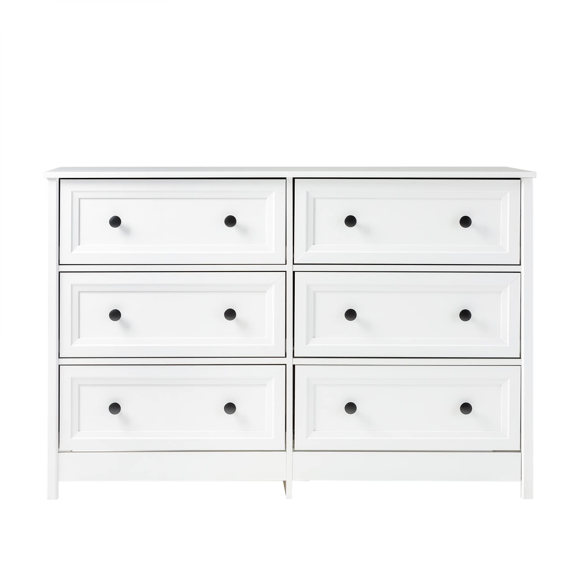 Walker Edison Tahnee 6-Drawer Solid Wood Dresser, 47 Inch, White
