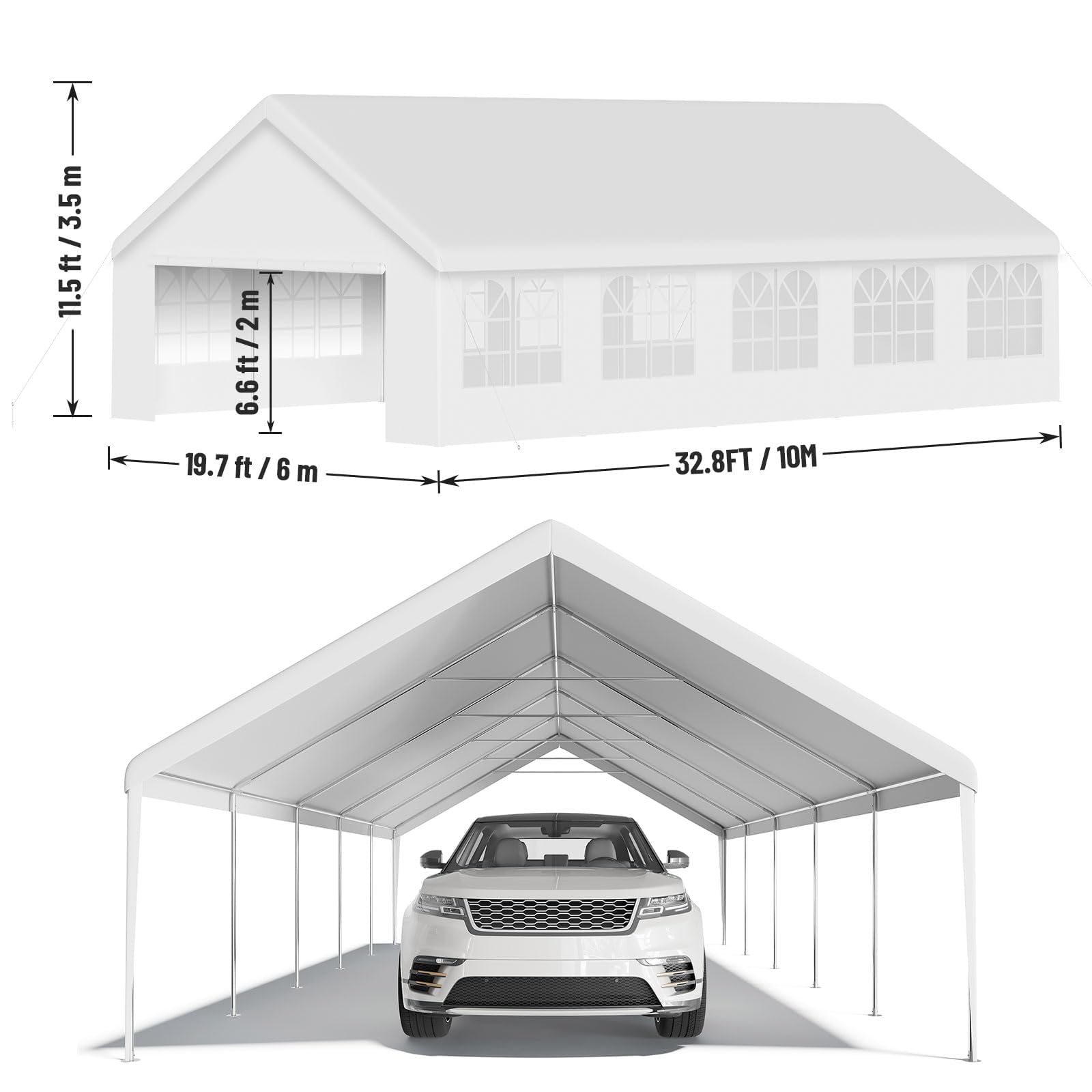 20x33 ft Heavy Duty Party Tent, Outdoor Wedding Canopy with Removable Sidewalls & Waterproof UV Roof, White Commercial Event Shelter for Backyard, Reception, Festival, Camping
