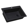 Ruvati Midnight Black Granite Composite 33 in. x 22 in. Single Bowl Drop-in Topmount Kitchen Sink RVG1033BK