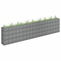 Foknhdi Galvanized Steel Raised Garden Bed 141.7x11.8x35.4 in Large Outdoor Planter Box Silver Modern Gabion Planter for Patio Yard Balcony