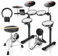 HAMPBACK MK-0 PRO Electric Drum Set with 7'' Mesh Drum Pads, 8'' Full Rubber Cymbals, 5'' Bass Drum, 12 Kits and 68 Authentic Sounds, USB MIDI, Throne, Sticks, Headphone, Suitable for Beginners & Kids