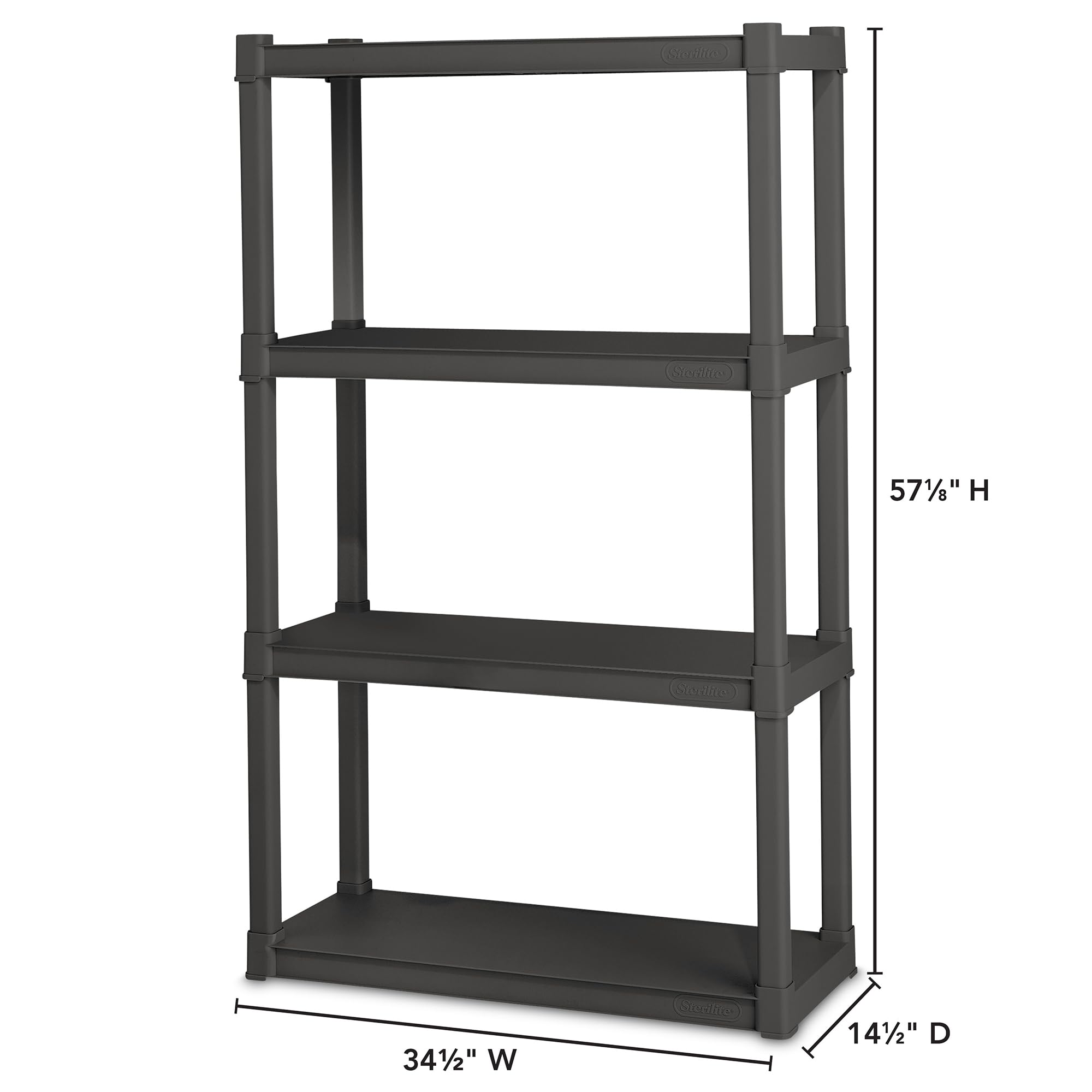 Sterilite 4 & 5 Shelf Plastic Storage Units Bundled with Easy to Assemble Storage Cabinet for Garage, Pantry & Kitchen Organization, 4 Shelves, Gray