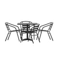Flash Furniture TLH-ALUM-32SQ-017BK4-GG Lila 31.5'' Square Aluminum Indoor-Outdoor Table Set with 4 Slat Back Chairs, Black