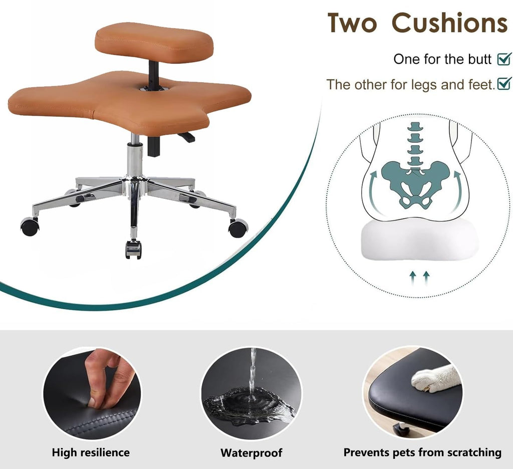 GenSDH Kneeling Chair, Home Office Desk Chair, Ergonomic Posture Chair with Padded Cushion, Cross Legged Office Chair, Meditation Chair for Home and Office,Grey-One Size