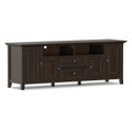 SIMPLIHOME Amherst TV Stand - 72 inch Wide Solid Wood Media Console in Brunette Brown, Transitional Entertainment Center for Living Room for TVs up to 80 Inches with Shelves and Cable Management