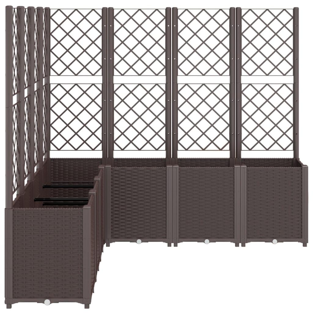 hliofuir Garden Planter with Trellis 63"x63"x55" Brown Modular Raised Planter Box UV Stable Polypropylene for Climbing Plants, Outdoor Garden Bed Patio Balcony