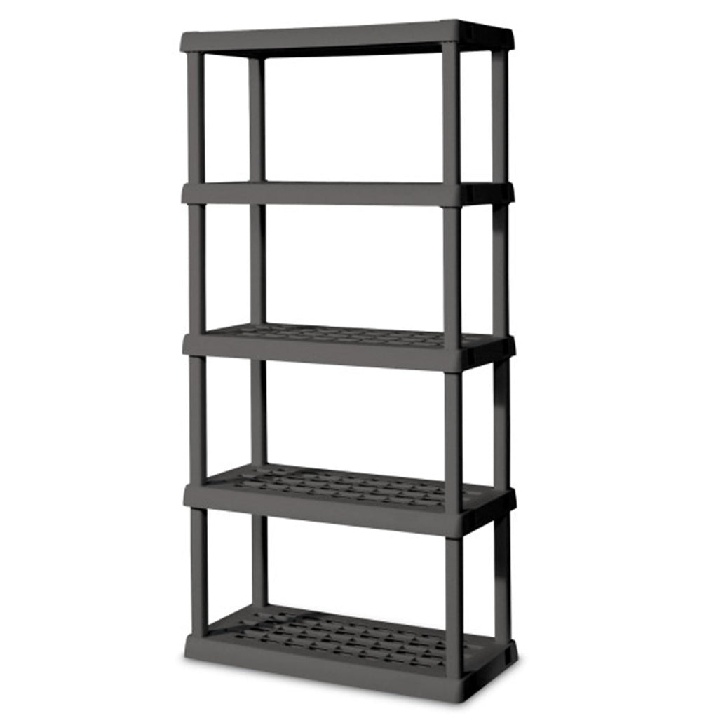 Sterilite 4-Pack 5 Shelf Unit, Heavy-Duty Shelving Storage Rack for Home and Garage, Gray - Multipurpose Plastic Organizer Shelves for Smart Organization
