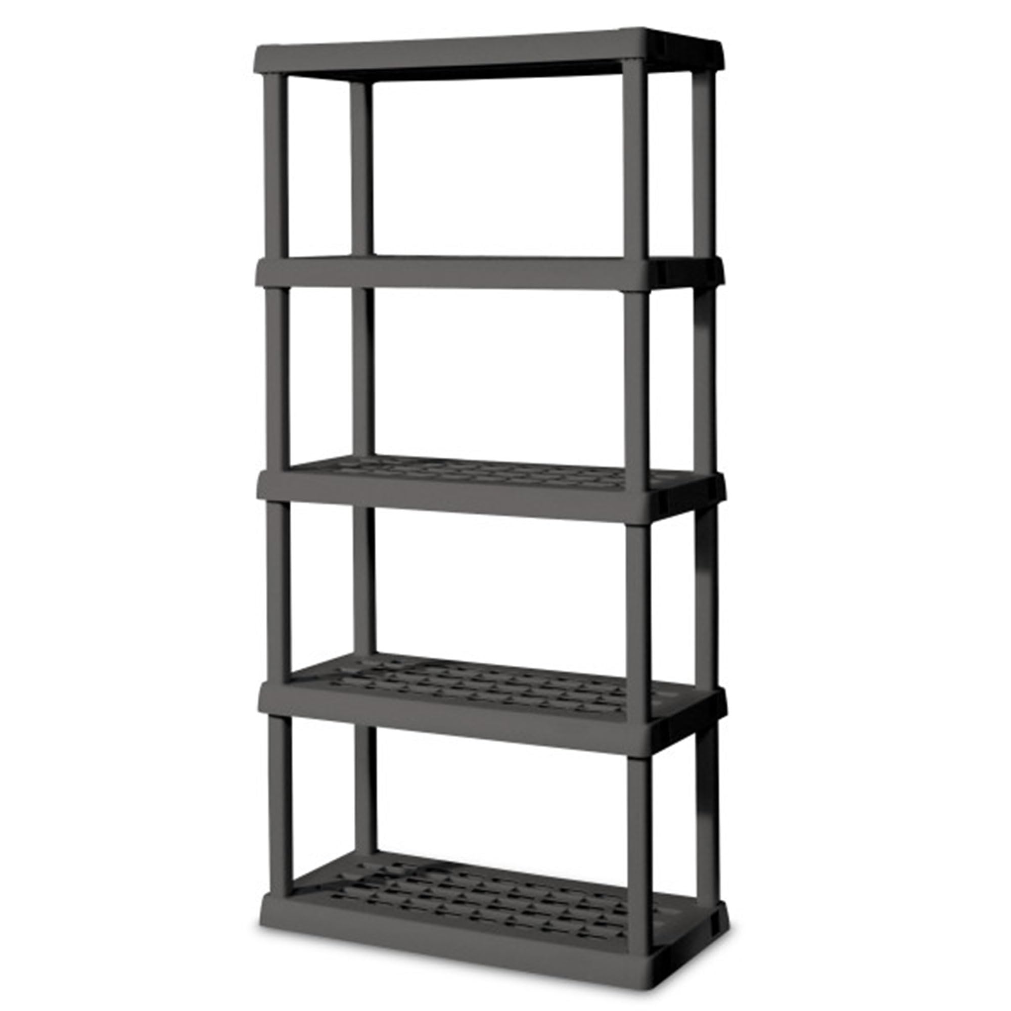 Sterilite 4-Pack 5 Shelf Unit, Heavy-Duty Shelving Storage Rack for Home and Garage, Gray - Multipurpose Plastic Organizer Shelves for Smart Organization