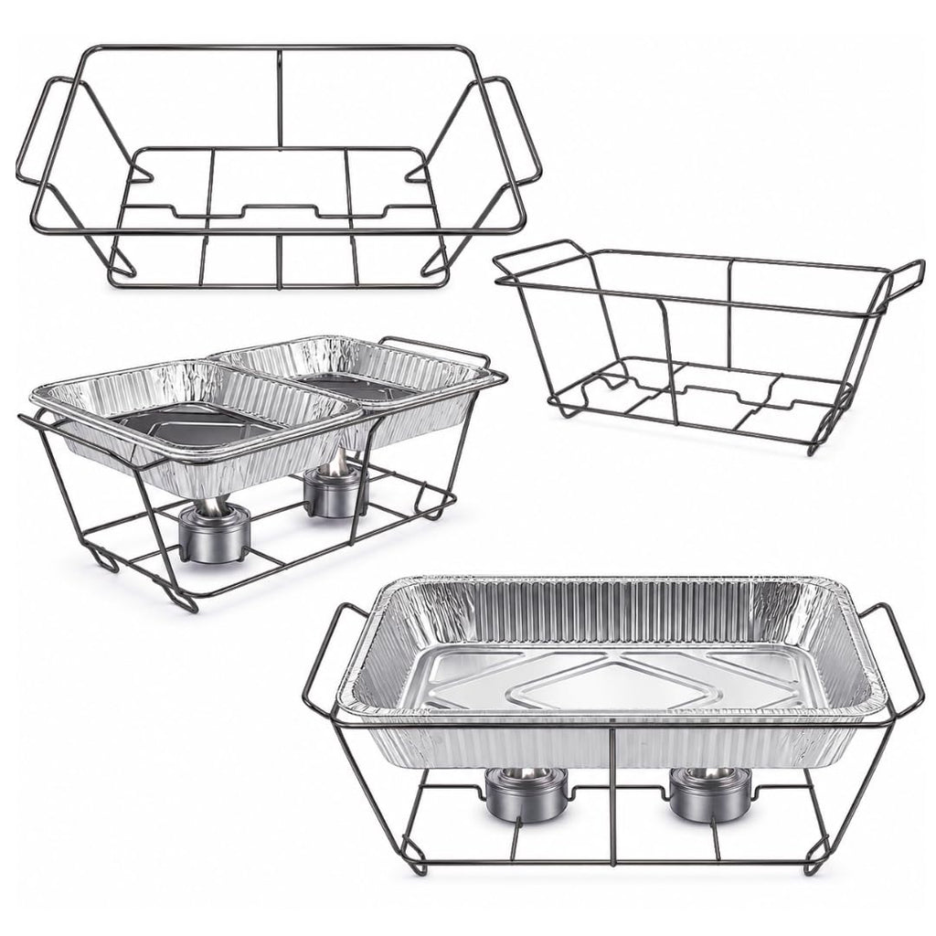 Kitchsy Full Size Buffet Chafing Dish Stand, Black Wire Rack Frame for Serving Pans, Food Warmer Stand for Catering, Weddings, Parties, Events, Reusable Chafer Rack (25)